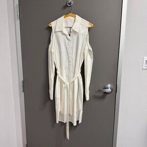 BCBG Cold Shoulder Button Down Dress M